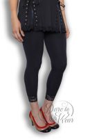 Jr. Plus Size Black Gothic Harmony Leggings with Lace Trim