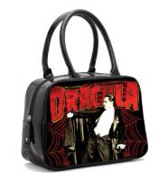 Black and Red Universal Monsters Dracula Spiderweb Bowler Purse Handbag Black and Red Universal Monsters Dracula Spiderweb Bowler Purse Handbag