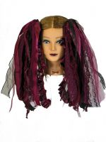 Burgundy and Black Gothic Ribbon Hair Falls by Dreadful Falls