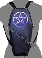 Dark Star Black Gothic PVC Purple Pentacle Coffin Backpack Purse