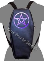 Dark Star Black Gothic PVC Purple Pentacle Coffin Backpack Purse Dark Star Black Gothic PVC Purple Pentacle Coffin Backpack Purse