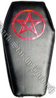 Dark Star Black Gothic PVC Red Pentacle Coffin Backpack Purse Dark Star Black Gothic PVC Red Pentacle Coffin Backpack Purse