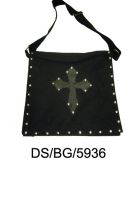 Dark Star Black Stud Cross PVC Canvas Gothic Skull Book Bag