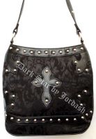 Dark Star Black Brocade Gothic PVC Cross Purse Dark Star Black Brocade Gothic PVC Cross Purse