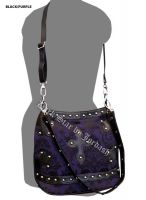Dark Star Black and Purple Brocade Gothic PVC Cross Purse Dark Star Black and Purple Brocade Gothic PVC Cross Purse