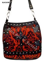 Dark Star Black and Red Brocade Gothic PVC Cross Purse Dark Star Black and Red Brocade Gothic PVC Cross Purse