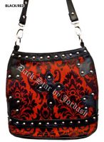 Dark Star Black and Red Brocade Gothic PVC Cross Purse