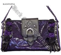 Dark Star Black and Purple Gothic Cobweb and Roses PVC Purse Dark Star Black and Purple Gothic Cobweb and Roses PVC Purse
