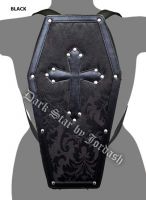 Dark Star Black Gothic PVC Coffin Cross Stud Backpack Purse