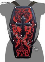 Dark Star Red Gothic PVC Coffin Cross Stud Backpack Purse Dark Star Red Gothic PVC Coffin Cross Stud Backpack Purse
