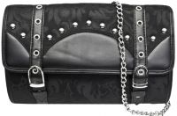 Dark Star Black Brocade Clutch Purse w Strap