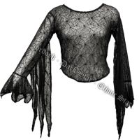 Dark Star Black Spider Web Bell Sleeved Top