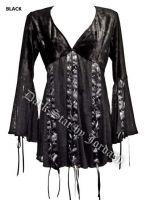 Dark Star Black Lace Velvet Spiderweb Corset Lace Up Top