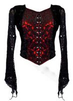 Dark Star Stretch Lace Black & Red Velvet Corset Bodice Top