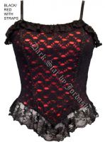 Dark Star Red and Black Basque Corset Lace Top