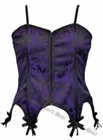 Dark Star Gothic Purple and Black Brocade Roses Corset