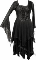 Dark Star Gothic Medieval Cobweb Long Black Dress