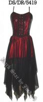 Dark Star Gothic Red & Black Satin Velvet Dress