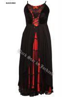 Dark Star Red and Black Velvet and Mesh Gothic Medieval Dress