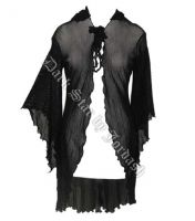 Dark Star Black Gothic FishNet Hooded Long Jacket