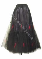 Dark Star Black and Red Victorian Long Tulle Skirt