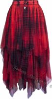 Dark Star Gothic Black and Red Lace Net Multi Tier Witchy Hem Skirt