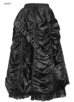 Dark Star Long Black Satin & Lace Gothic Victorian Skirt