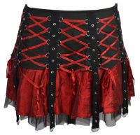 Dark Star Red & Black Gothic Punk Mini Corset Skirt