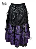 Dark Star Black and Purple Brocade Chains Gothic Skirt