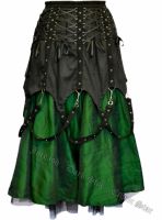 Dark Star Black and Green Chains Gothic Skirt