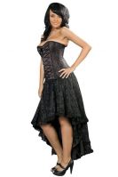 Burleska Plus Size Elizium Black Satin & Lace Gothic High Low Burlesque Skirt