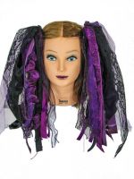 Eggplant Purple and Black Gothic Ribbon Hair Falls by Dreadful Falls