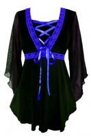 Plus Size Bewitched Corset Top in Black with Royal Blue Trim