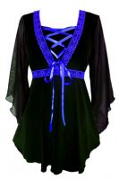 Plus Size Bewitched Corset Top in Black with Royal Blue Trim Plus Size Bewitched Corset Top in Black with Royal Blue Trim