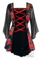 Plus Size Mandarin Corset Top in Red Rose