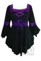 Plus Size Black and Purple Gothic Renaissance Lacing up Corset Top