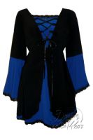 Plus Size Black and Royal Blue Medieval Princess Bell Sleeve Corset Top Plus Size Black and Royal Blue Medieval Princess Bell Sleeve Corset Top