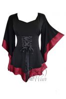 Plus Size Black Gothic Treasure Corset Top in Burgundy