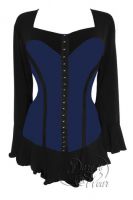 Plus Size Gothic Black & Midnight Blue Corsetta Top in Midnight