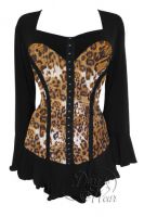 Plus Size Gothic Black & Leopard Corsetta Top in Wildcat