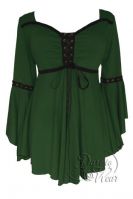 Plus Size Gothic Ophelia Corset Top in Green Envy