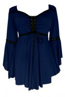 Plus Size Gothic Ophelia Corset Top in Midnight Blue