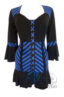 Plus Size Gothic Cabaret Corset Top in Blue Vertigo