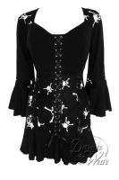 Jr. Plus Size Gothic Cabaret Corset Top in Skull Print Jolly Rodger