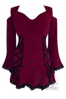 Jr. Plus Size Gothic Temptation Corset Top in Burgundy Jr. Plus Size Gothic Temptation Corset Top in Burgundy