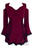 Jr. Plus Size Gothic Temptation Corset Top in Burgundy