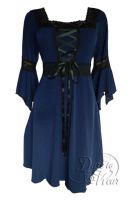 Plus Size Black and Midnight Blue Gothic Renaissance Corset Dress