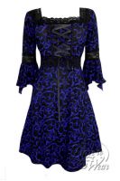 Plus Size Paris By Night Black and Blue Gothic Renaissance Corset Dress