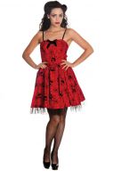 Hell Bunny Gothic Red & Black Rockabilly Spider Tulle Mary Jane Mini Dress