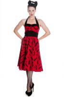 Hell Bunny Red & Black Bat Halloween Halter Rockabilly 50's Dress